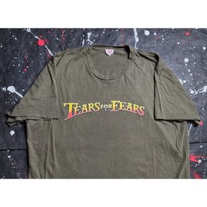 Vintage 80s Tears for Fears men's graphic spell-out concert promo band tee sz L